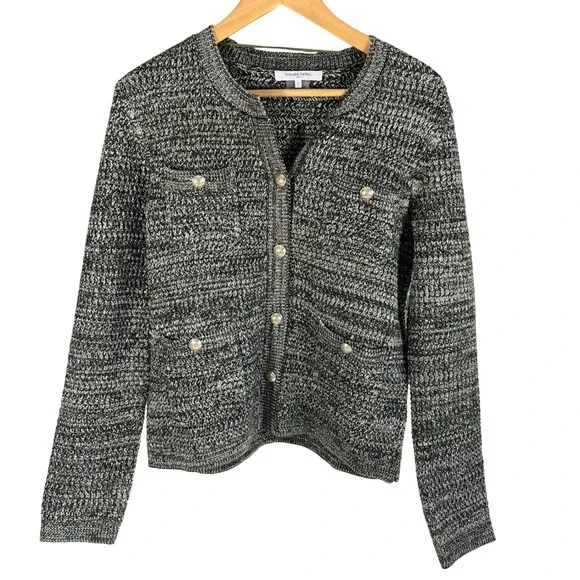 Gerard Darel Cardigan Women Size 2 Grey Excellent Wool Blend Gold Crest Buttons - Picture 1 of 16